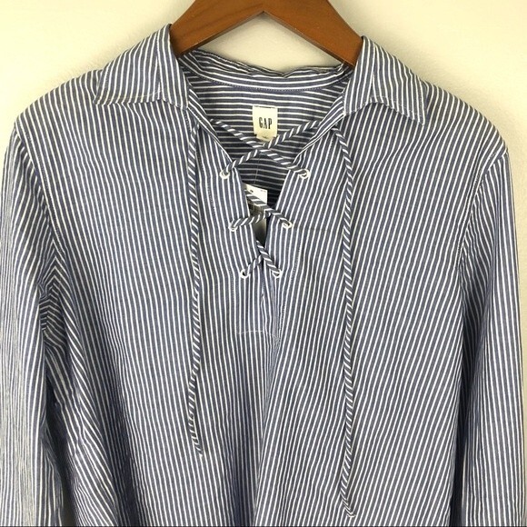 GAP Striped Lace-Up Popover Shirt NWT Size Small - Picture 5 of 13